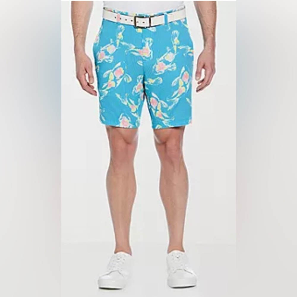 PGA TOUR Watercolor Koi Fish Print Mens 8" Moisture‎ Wicking Golf Short. Size 42